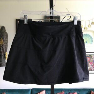 LULULEMON size 6 Tall Black Pace Rival Mid-Rise Tennis Running Skirt Skort